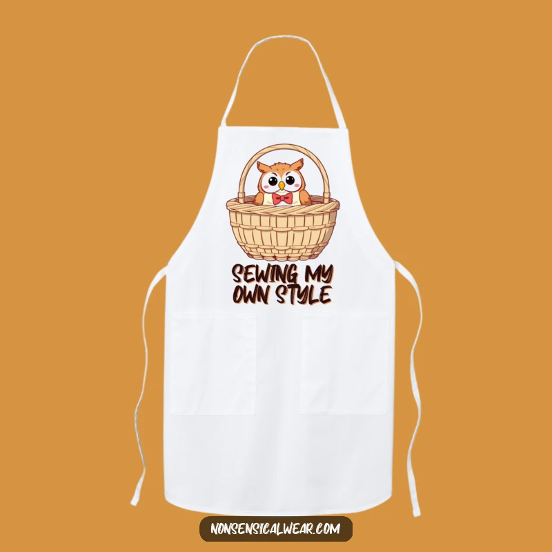 Funny Owl Sewing Apron: Dapper Bow Tie Owl, Perfect Funny Gift for Cooks