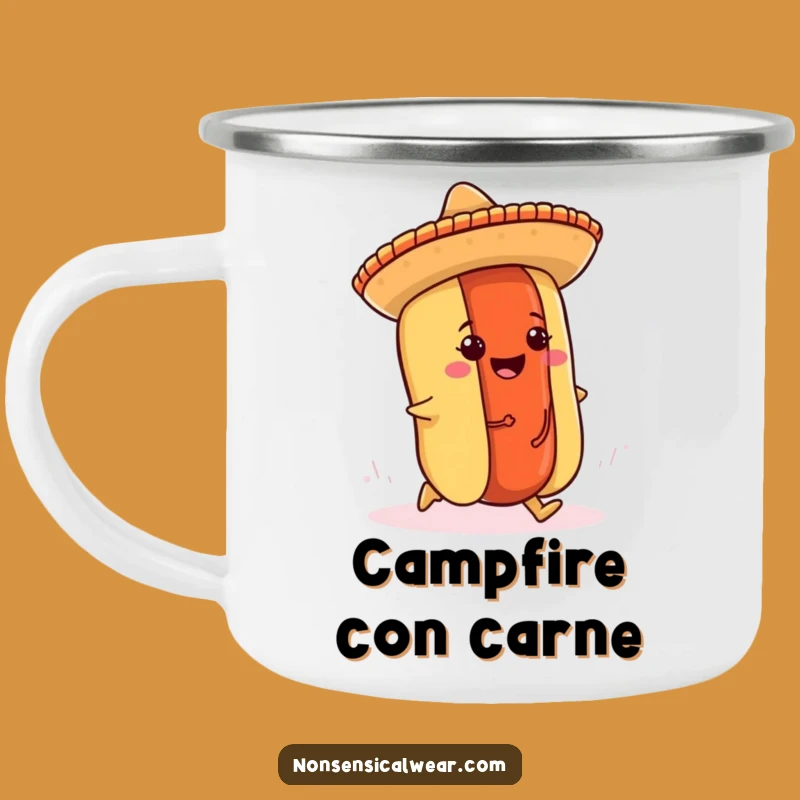Funny Hot Dog Sombrero Camping Mug - Outdoor Fiesta Fun Gift
