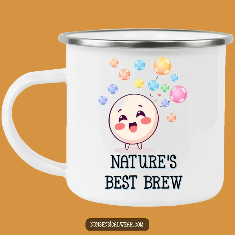Funny Bubble Blowing Circle Character Camping Mug - Adventure Fuelled by Fun