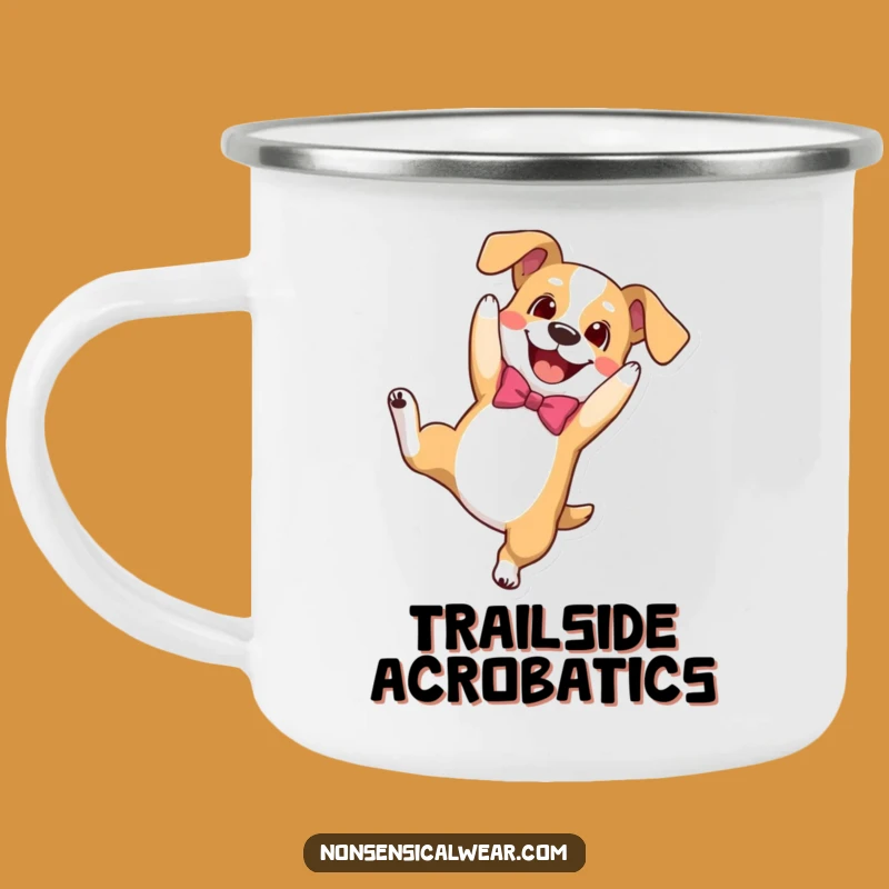 Funny Dog Somersault Camping Mug - Playful Pup Adventure Fuel