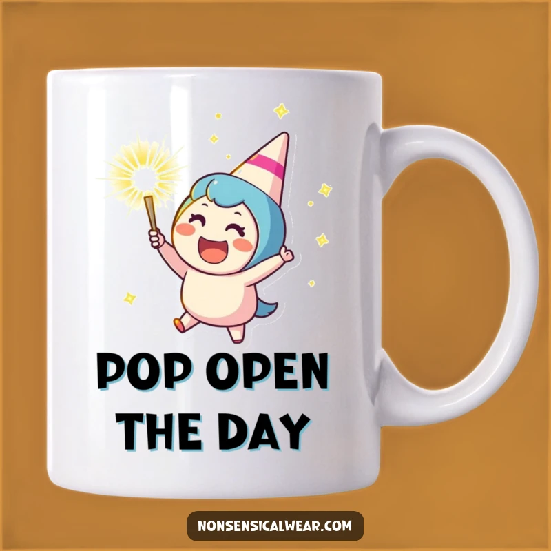 Funny Party Popper Mug - Cheering Character's Celebration Fun - Perfect Gift