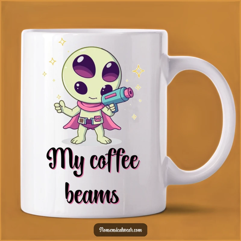 Funny Kawaii Alien Sparkle Mug - Galactic Fun Gift!