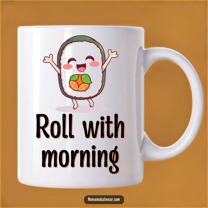 Funny Sushi Dance Mug: Joyful Roll Character, Perfect Funny Gift for Foodies