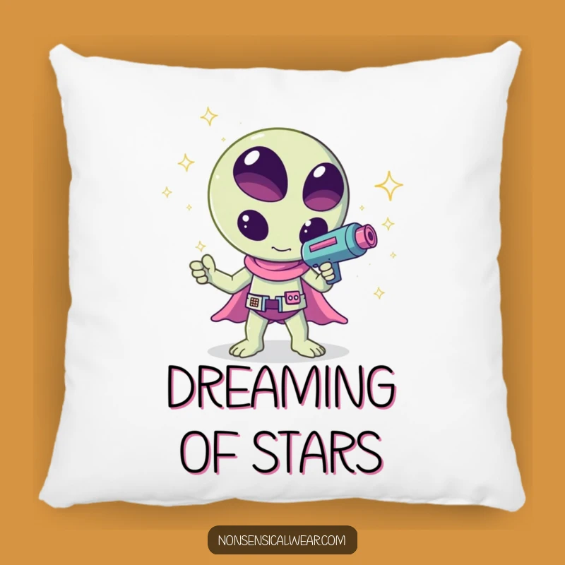 Funny Kawaii Alien Sparkle Pillow - Cozy Galactic Accent!