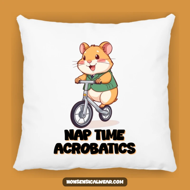 Funny Hamster Unicyclist Pillow: Cozy Comfort with a Cyclist Twist