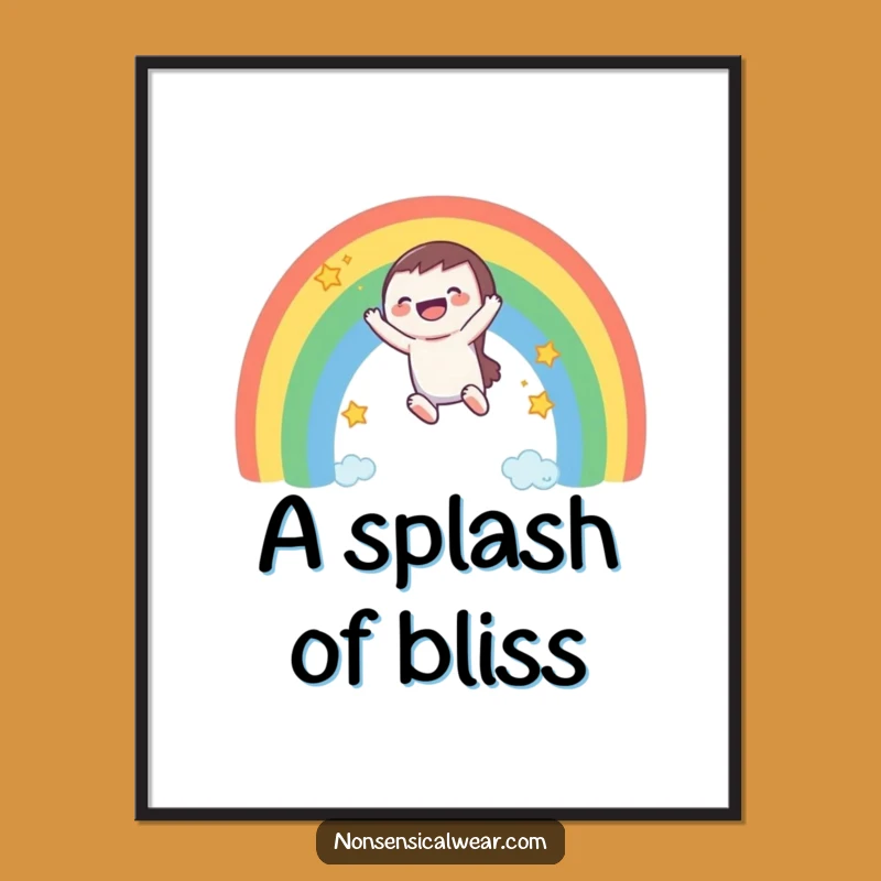 Digital Funny Rainbow Art: Bring Laughing Character's Joy Home, Instant Gift!