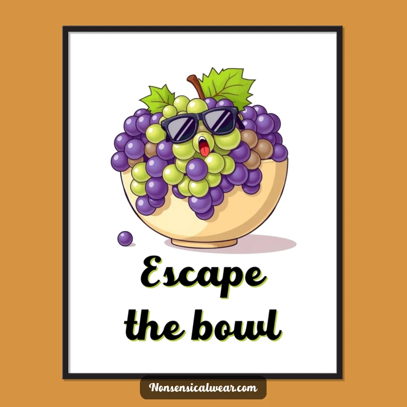 Funny Grapes Sunglasses Digital Art - Hilarious Fruit Wall Decor Gift
