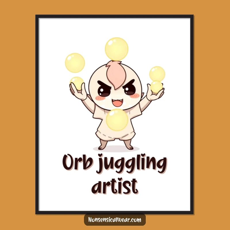 Funny Juggling Orbs Digital Art - High-Res Mischievous Character Print - Instant Gift