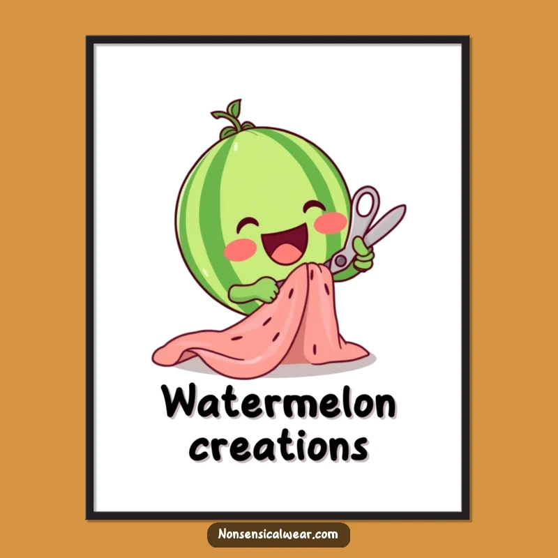 Funny Watermelon Scissors Digital Art: Happy Crafter Instant Funny Gift