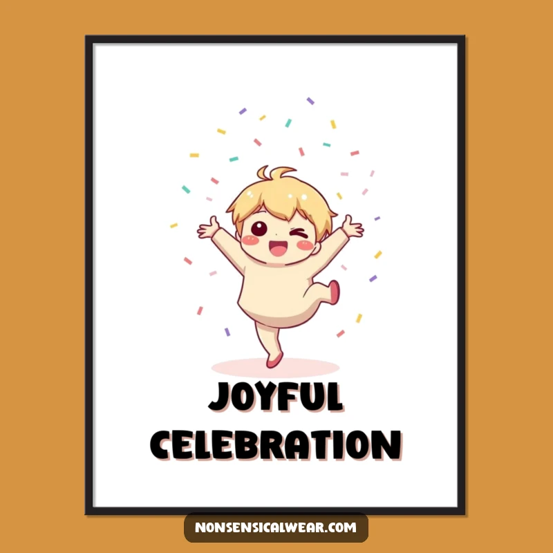 Digital Funny Kawaii Art: Joyful Cartwheel Celebration Print!