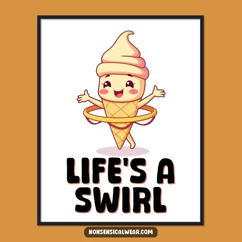 Funny Ice Cream Cone Hula Hoop Digital Art - Instant Cool Decor Gift