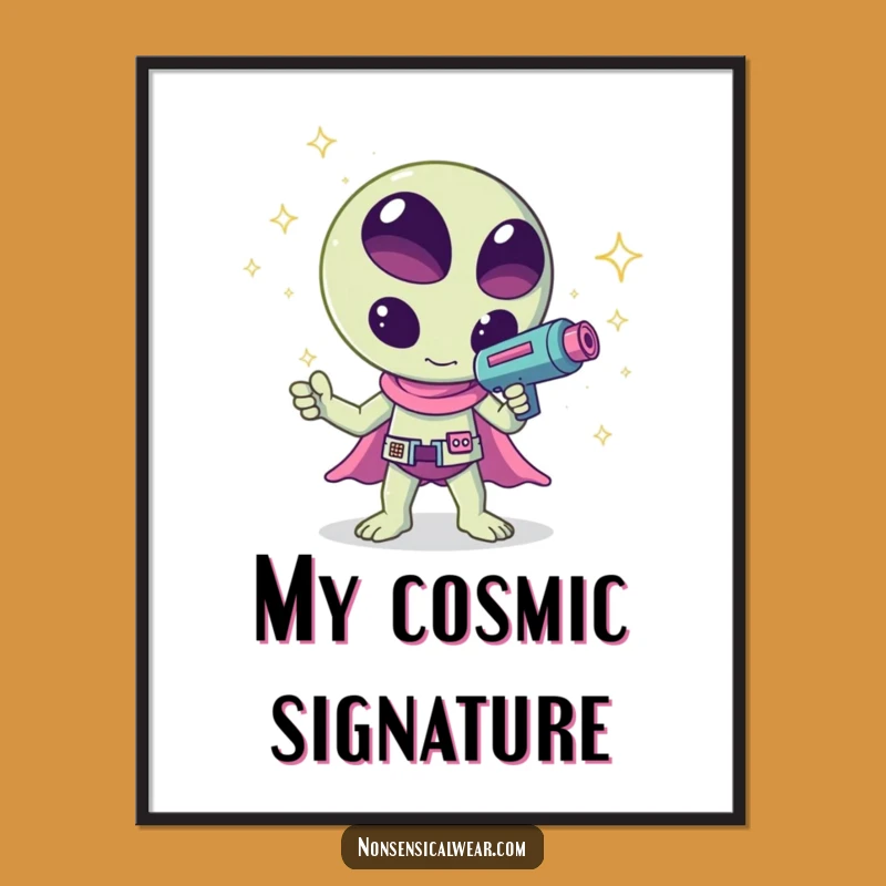Funny Kawaii Alien Sparkle Digital Print - Instant Galactic Art!