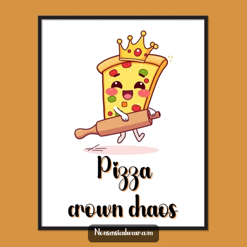 Funny Pizza Crown Digital Art - Hilarious Foodie Wall Decor Gift