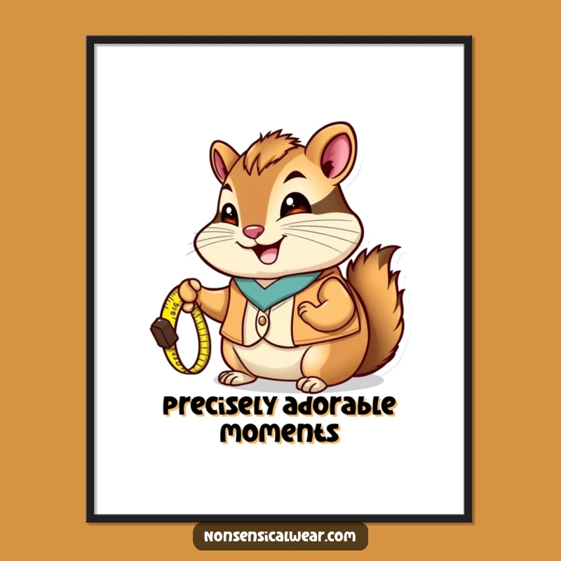 Funny Chipmunk Measuring Digital Art: DIY Charm, Instant Funny Gift