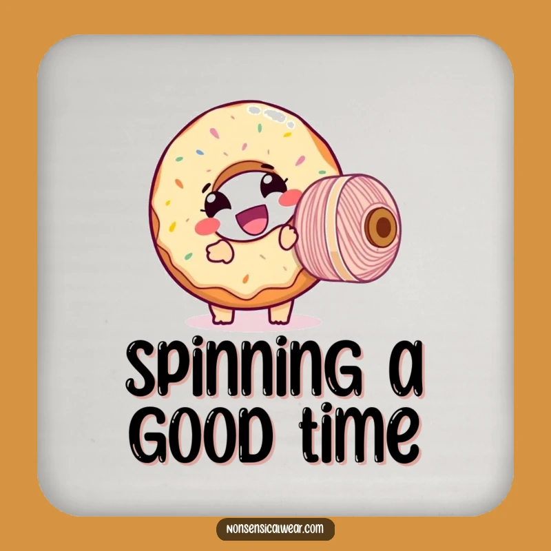 Funny Donut Threader Coaster: Protect Surfaces with a Giggling Character, Humorous Gift