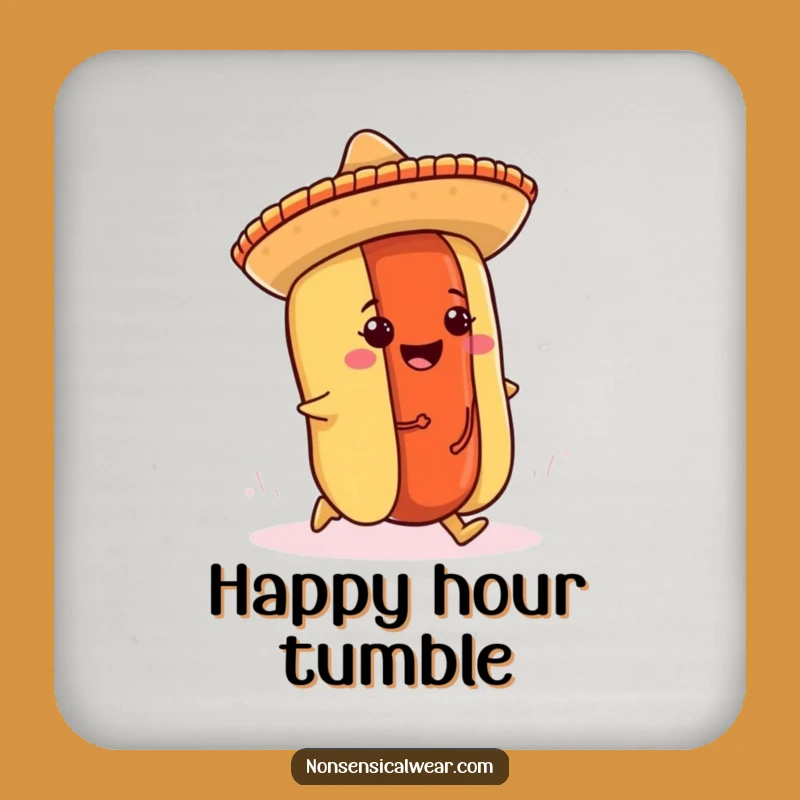 Funny Hot Dog Sombrero Coaster - Quirky Foodie Drink Gift