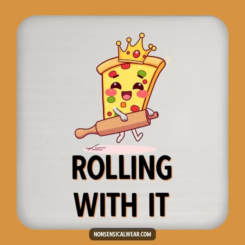 Funny Pizza Crown Coaster - Quirky Foodie Drink Gift