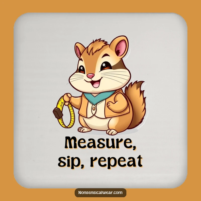 Funny Chipmunk Measuring Coaster: Tiny Tape Charm, Protective Funny Gift
