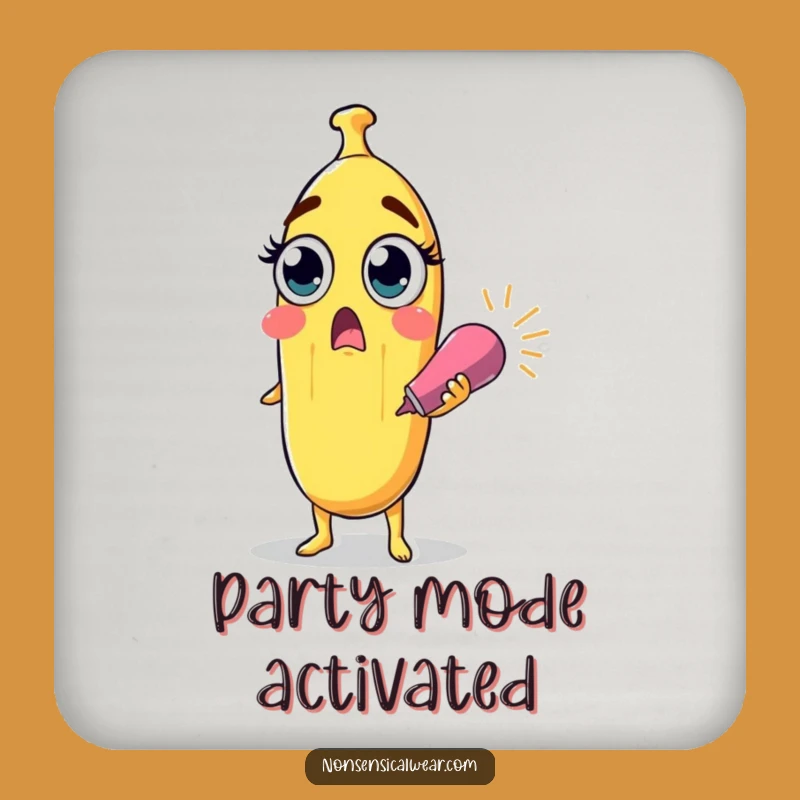Funny Surprised Banana Party Popper Coaster - Protect Surfaces with Surprise Gift