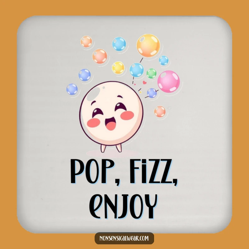 Funny Bubble Blowing Circle Character Coasters - Protect Surfaces with Playful Charm