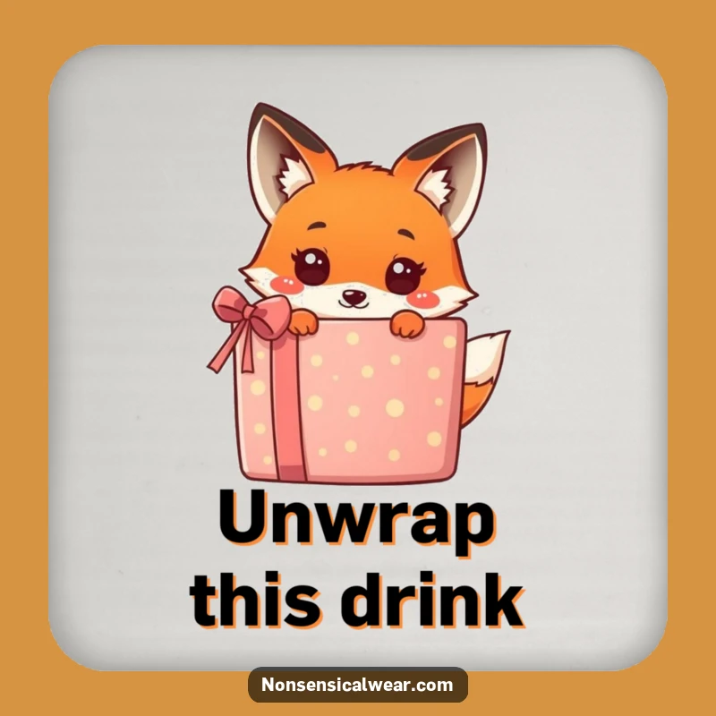 Funny Kawaii Fox Gift Coaster - Protect Surfaces with Surprise!