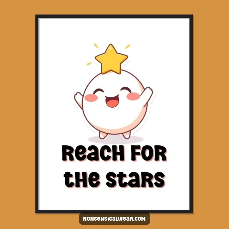 Funny Star Bouncing Round Character Poster - Inspirational Celestial Art