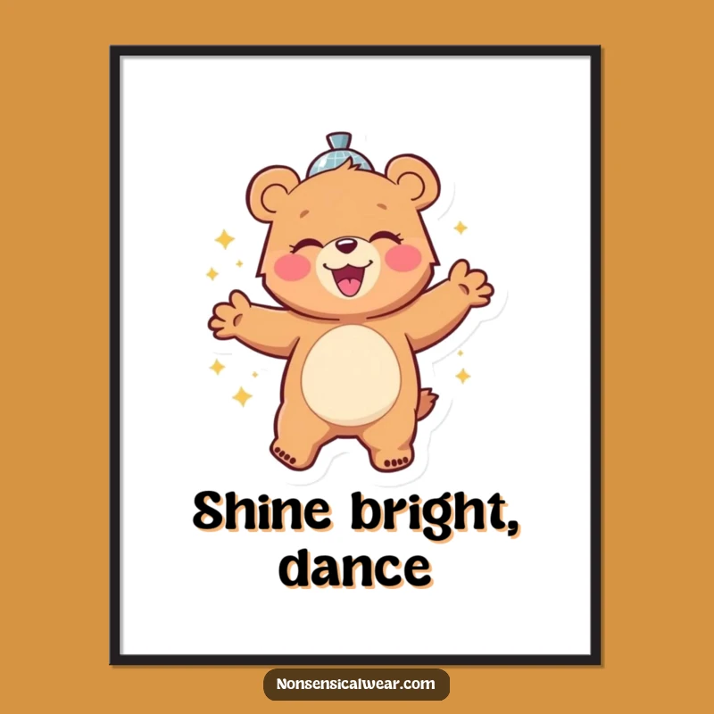 Funny Disco Dancing Bear Poster: Decorate with Funky Vibes Using This Hilarious Art
