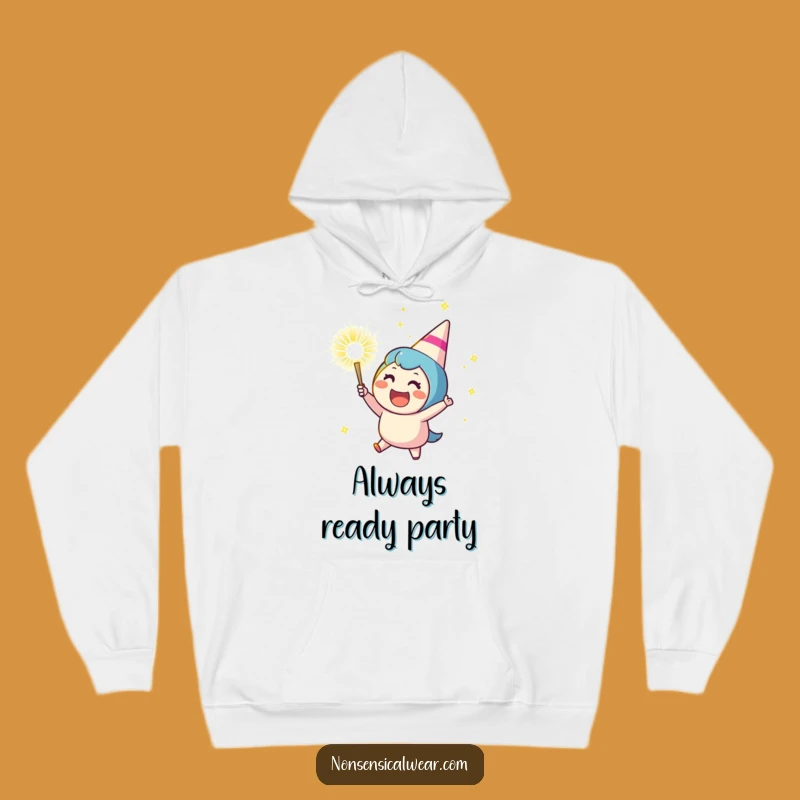Funny Party Popper Hoodie - Cozy Cheering Character's Festive Warmth - Unique Gift