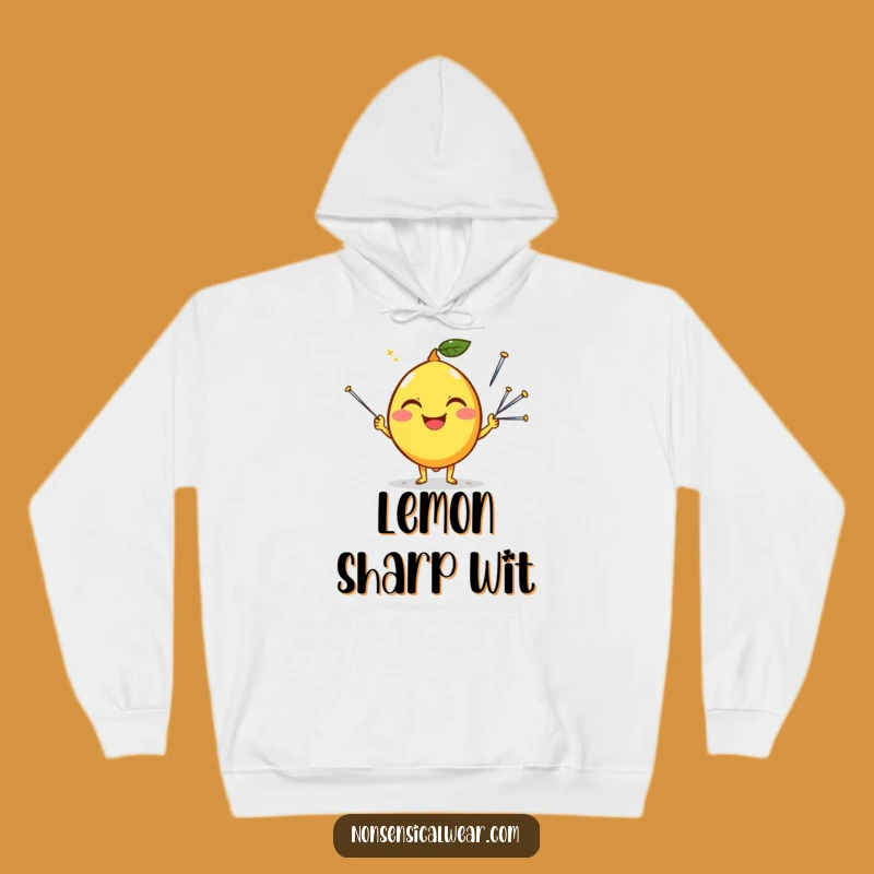 Funny Happy Lemon Juggling Needles Hoodie: Cozy Citrus Comfort