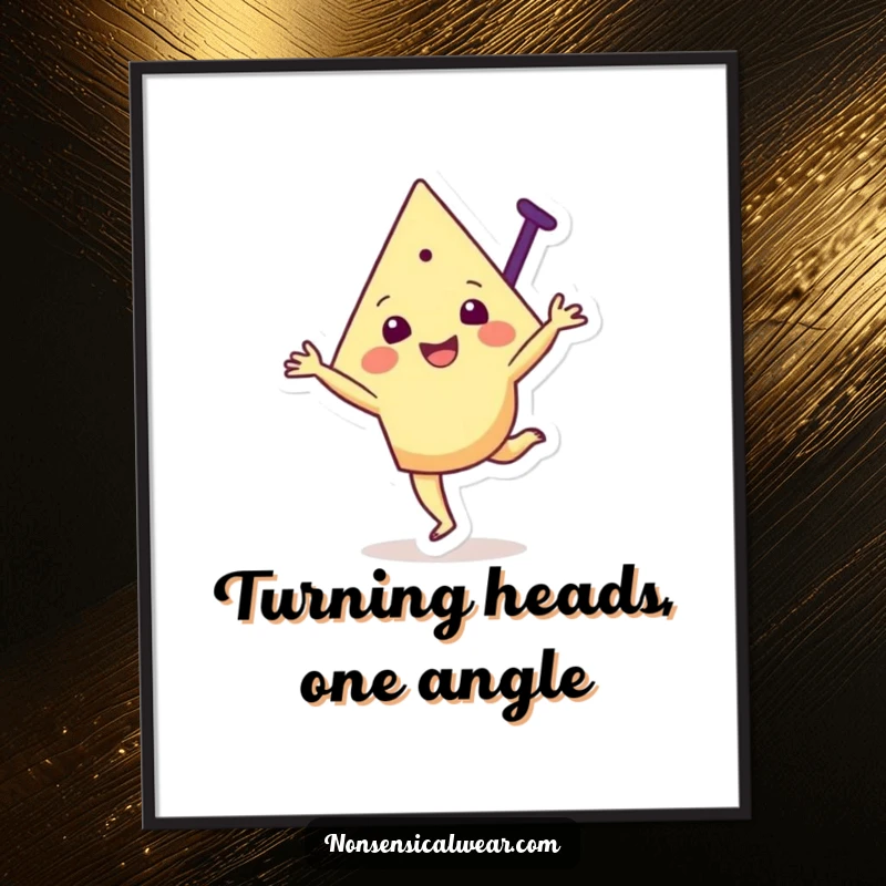 Funny Free Printable Wall Art: A joyful triangular character happily performs a dynamic cartwheel.