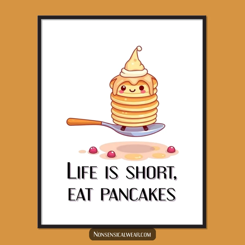 Free Printable Wall Art: Wobbly Pancakes Funny DIY Art Downloadable Decor