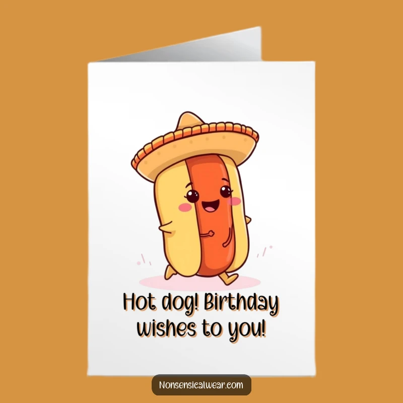 Free Printable Birthday Card: Tripping Hot Dog Funny Downloadable Gift