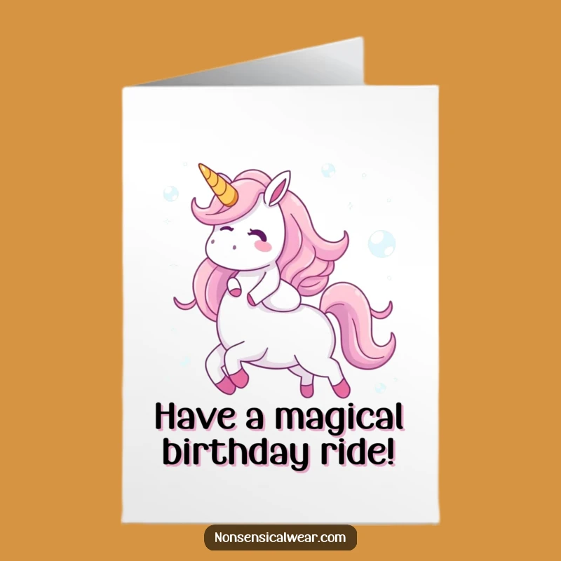 Free Printable Birthday Card: Giggling Bubble Unicorn Funny Downloadable Gift