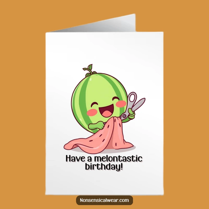 Free Printable Watermelon Birthday Card: Funny Fabric Cutting Downloadable Gift