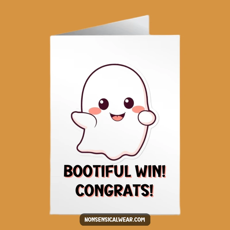 Free Printable Congratulations Card: Ghost Smile Peek Celebration Downloadable Gift