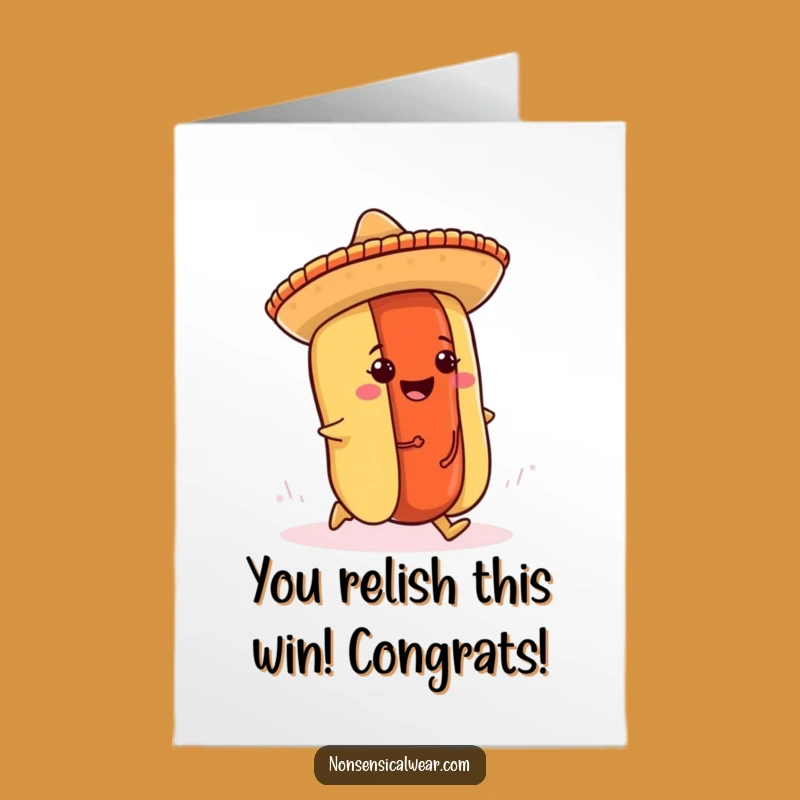 Free Printable Congrats Card: Hot Dog Trip Funny Downloadable Gift
