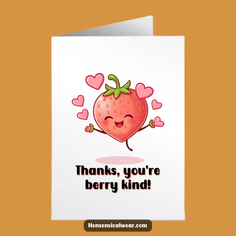 Free Printable Strawberry Hearts Thank You Card - Funny Downloadable Love Gift