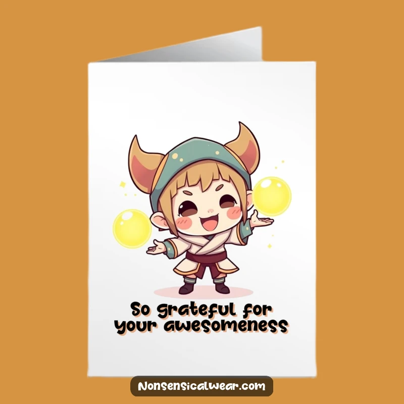Free Printable Thank You Card: Juggling Character, Funny Downloadable Gift for Expressing Appreciation