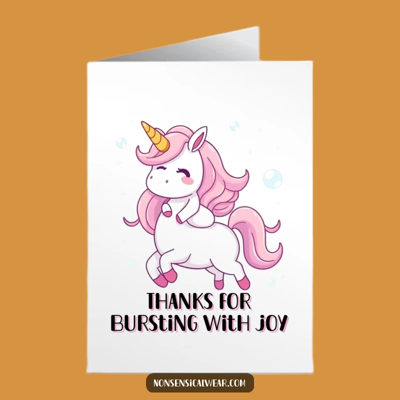 Free Printable Thank You Card: Bubble Unicorn Rider Funny Downloadable Gift