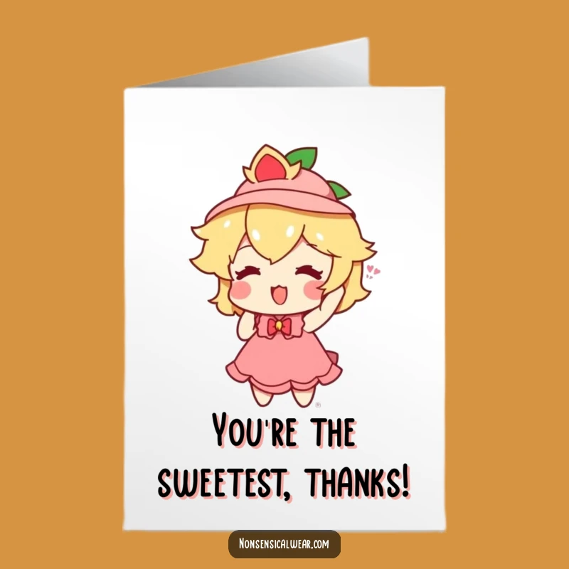 Free Printable Peach Thank You Card: Funny Hat Trying Downloadable