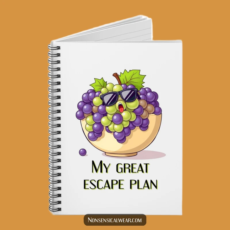Funny Grapes Sunglasses Notebook - Comedic Fruit Journal Gift
