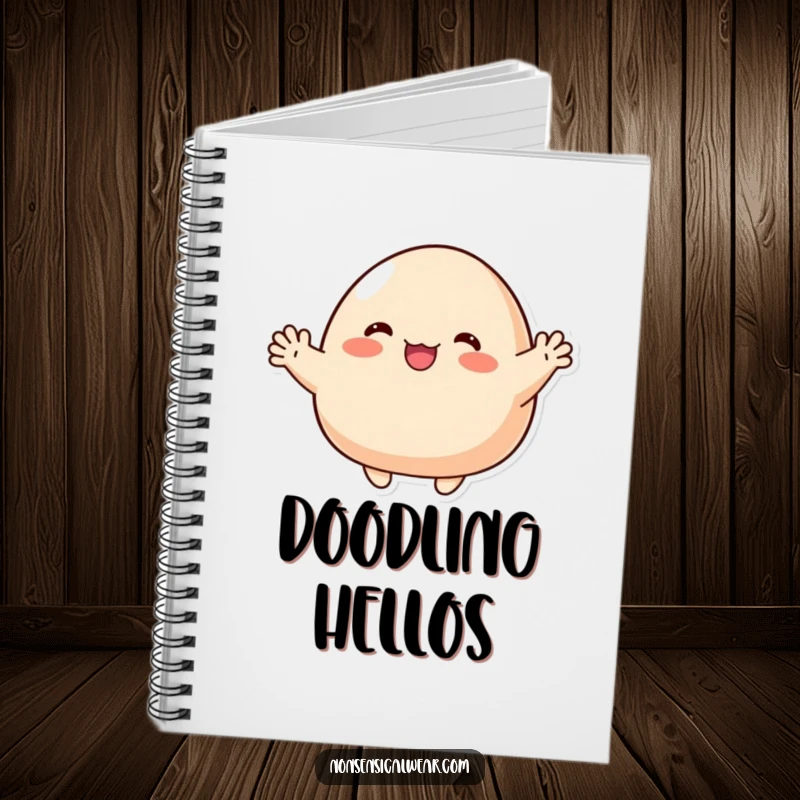 Funny Notebook: A cute blob character enthusiastically waving with tiny, stubby arms, perfect for jotting down friendly ideas.