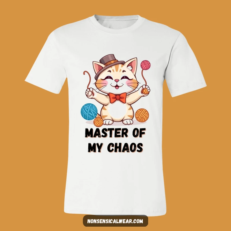 Funny Juggling Cat T-Shirt - Dapper Style and Hilarious Feline Fun
