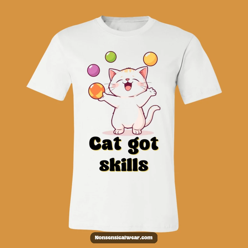 Funny Kawaii Cat T-Shirt: Show Off Your Skills with This Juggling Feline Tee