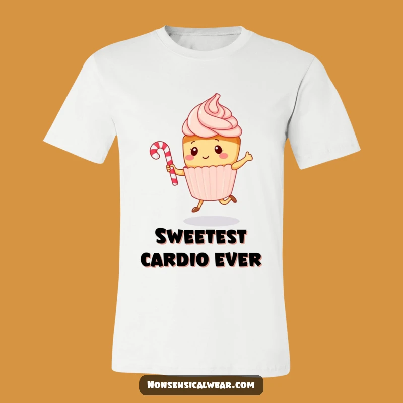 Funny Kawaii Cupcake Rope Jumping T-Shirt - Playful Sweet Gift