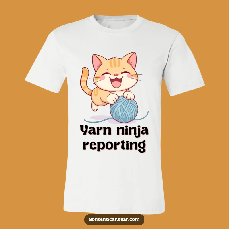 Funny Cat Yarn T-Shirt: Mischievous Pounce Tee, Hilarious Funny Gift for Cats Fans