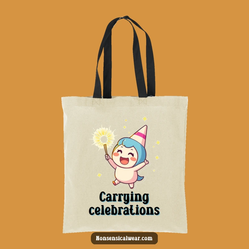 Funny Party Popper Tote Bag - Cheering Character's Celebration Carryall - Quirky Gift