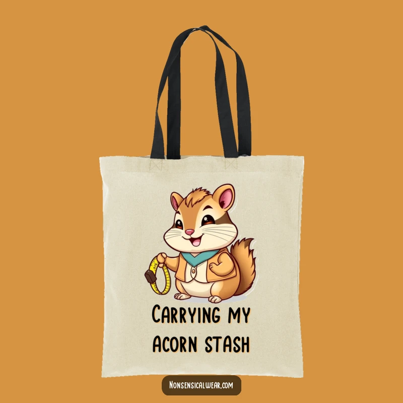Funny Chipmunk Measuring Tote Bag: Vest-Wearing Crafter, Practical Funny Gift