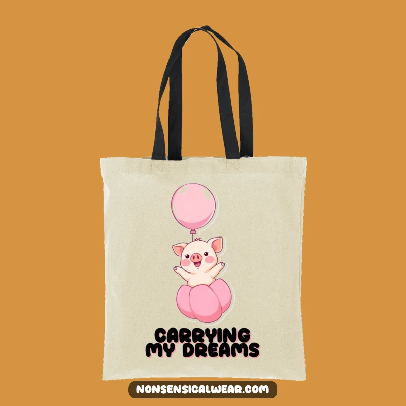 Funny Kawaii Piglet Balloon Tote - Upward Smile Carry-All!