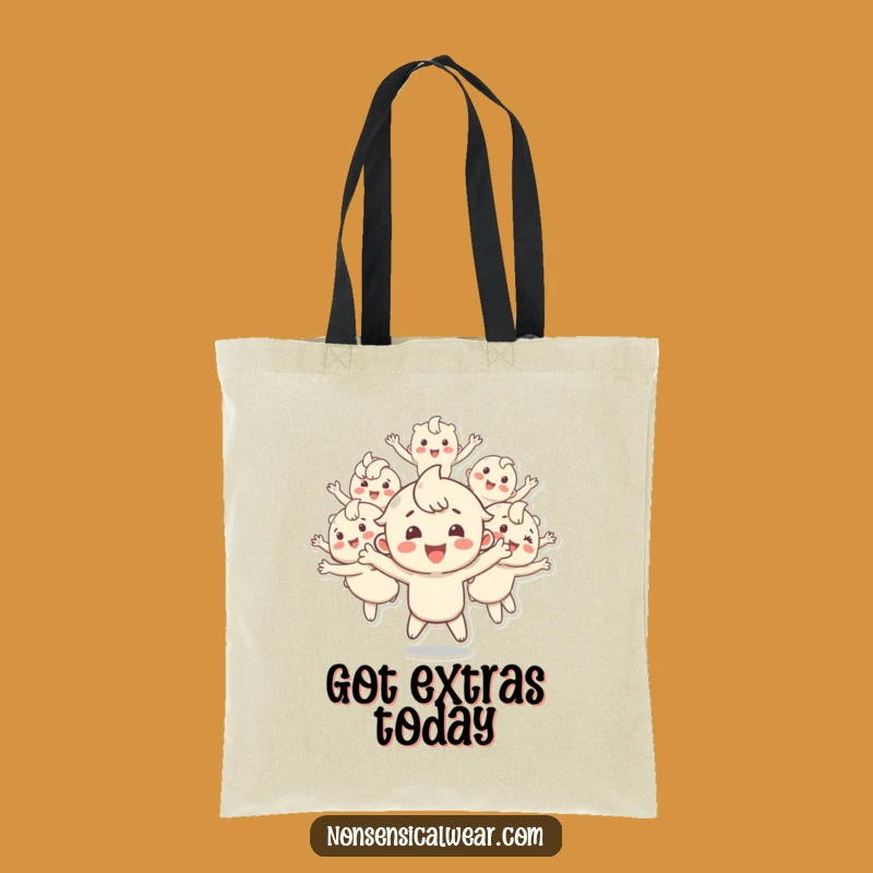 Funny Bouncing Copies Tote Bag - Happy Character's Multiplied Carryall - Quirky Gift
